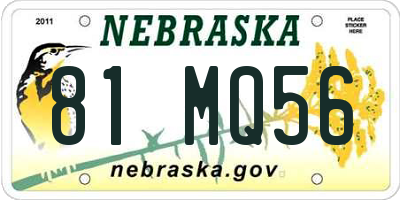 NE license plate 81MQ56