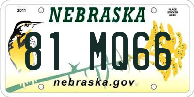 NE license plate 81MQ66
