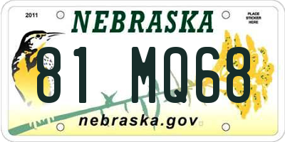 NE license plate 81MQ68