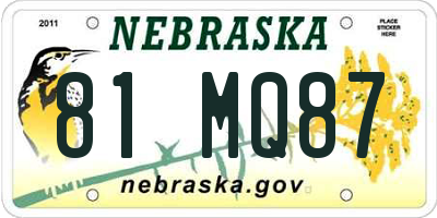 NE license plate 81MQ87