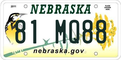 NE license plate 81MQ88