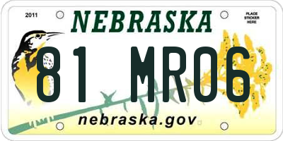 NE license plate 81MR06