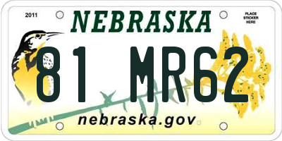 NE license plate 81MR62