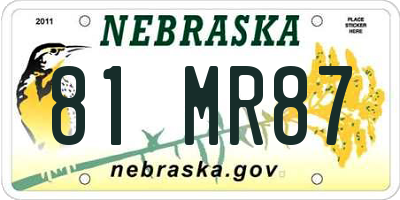NE license plate 81MR87