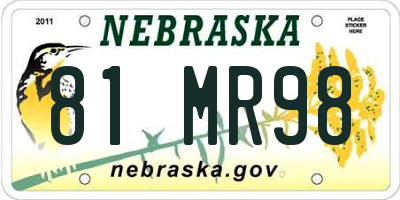 NE license plate 81MR98