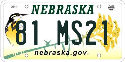 NE license plate 81MS21