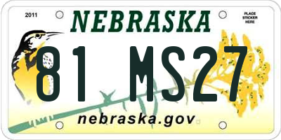 NE license plate 81MS27