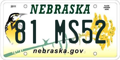 NE license plate 81MS52