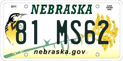 NE license plate 81MS62