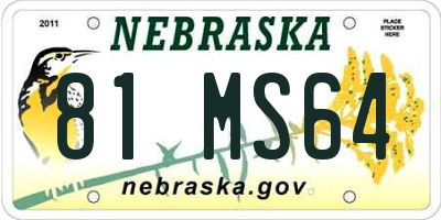NE license plate 81MS64