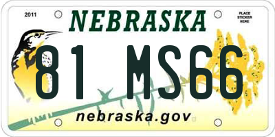 NE license plate 81MS66