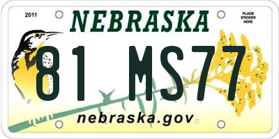 NE license plate 81MS77