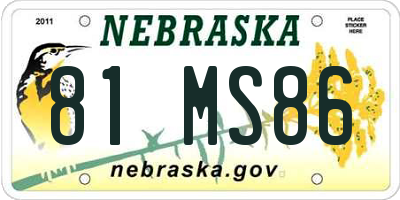 NE license plate 81MS86