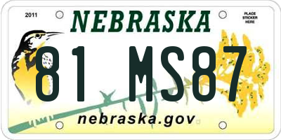 NE license plate 81MS87