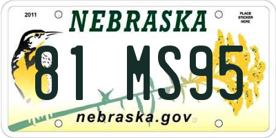 NE license plate 81MS95