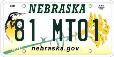 NE license plate 81MT01