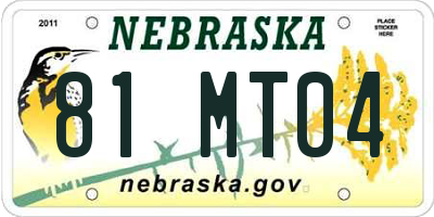NE license plate 81MT04