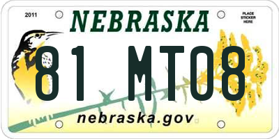 NE license plate 81MT08
