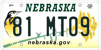 NE license plate 81MT09