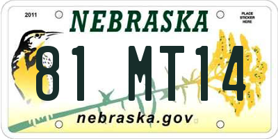 NE license plate 81MT14