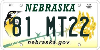 NE license plate 81MT22