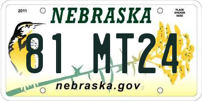 NE license plate 81MT24