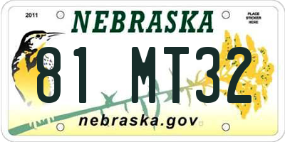 NE license plate 81MT32