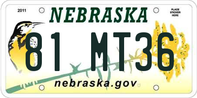 NE license plate 81MT36