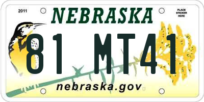 NE license plate 81MT41