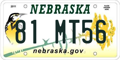 NE license plate 81MT56