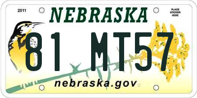 NE license plate 81MT57