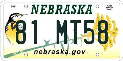 NE license plate 81MT58