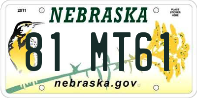 NE license plate 81MT61