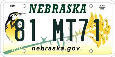 NE license plate 81MT71