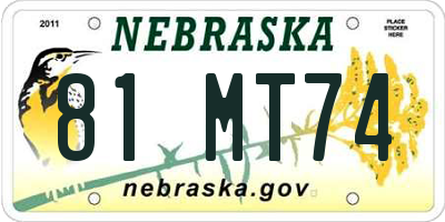 NE license plate 81MT74