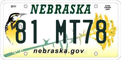 NE license plate 81MT78