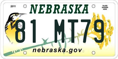 NE license plate 81MT79
