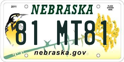 NE license plate 81MT81