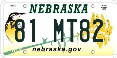 NE license plate 81MT82