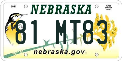 NE license plate 81MT83