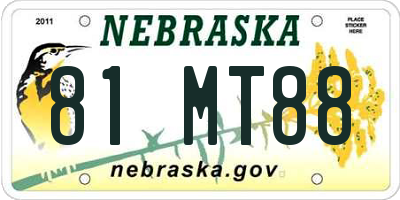 NE license plate 81MT88