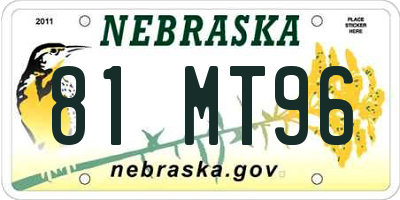 NE license plate 81MT96