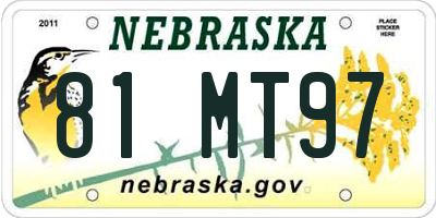 NE license plate 81MT97