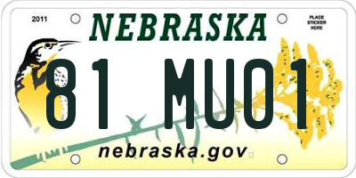 NE license plate 81MU01