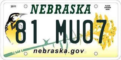 NE license plate 81MU07