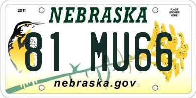 NE license plate 81MU66