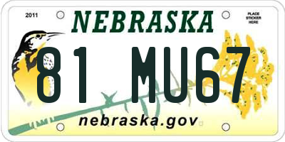 NE license plate 81MU67