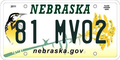 NE license plate 81MV02