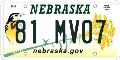 NE license plate 81MV07