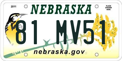 NE license plate 81MV51
